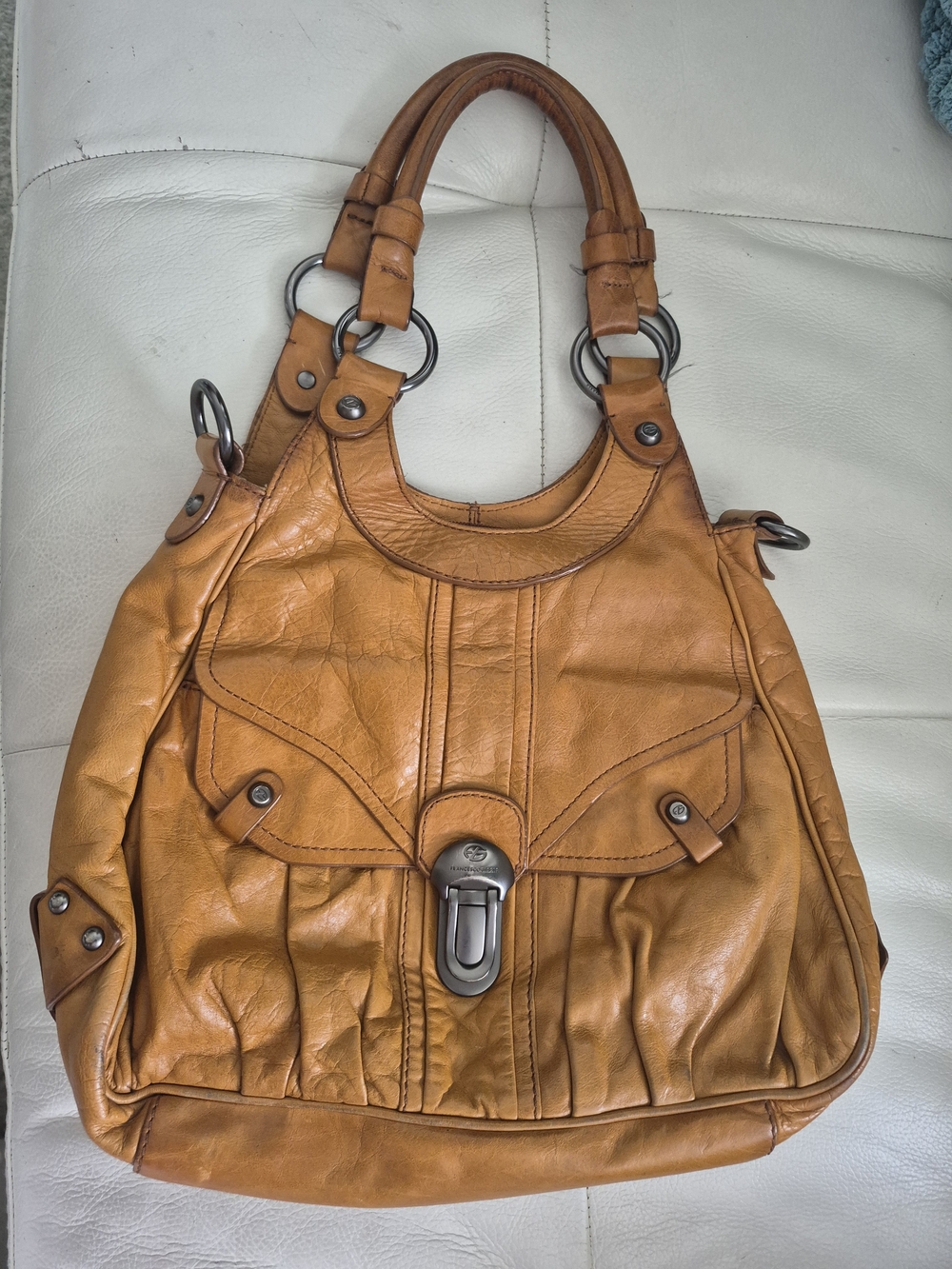 Vintage Francesco Biasia Tan Leather Hobo Shoulder Bag